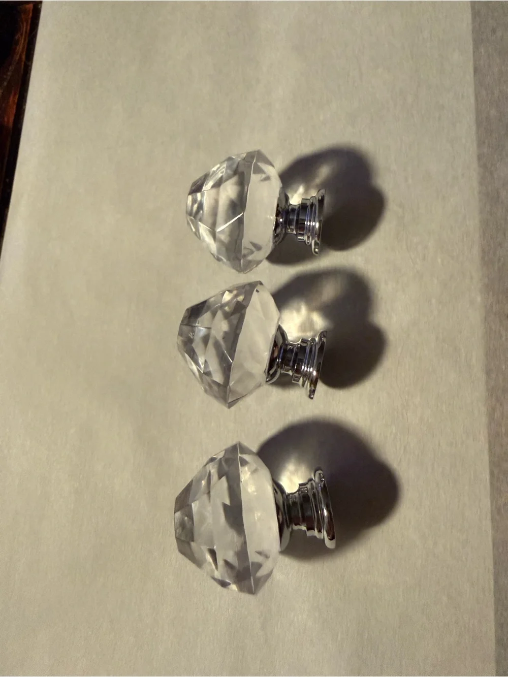 Clear Faceted Crystal-like Resin Drawer Pull - #4 (pk of 3)